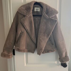 Stradivarius Beige Faux Shearling Coat